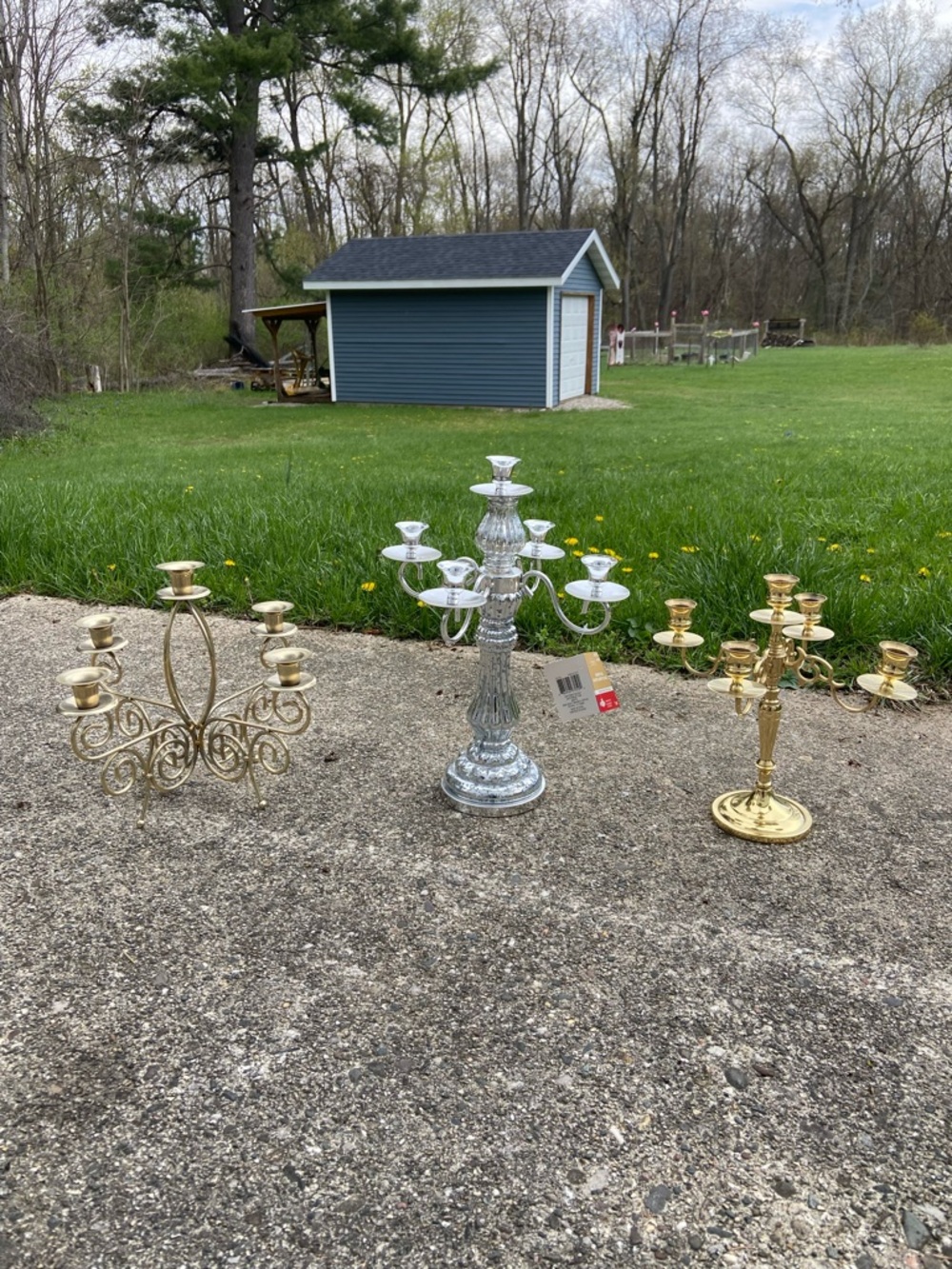 Brass and Silver Multi-Arm Candelabra Set - Elegant Home Accents